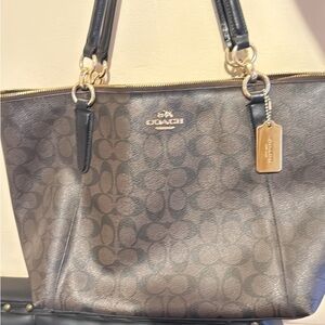 Coach Brown and Black Signature Tote